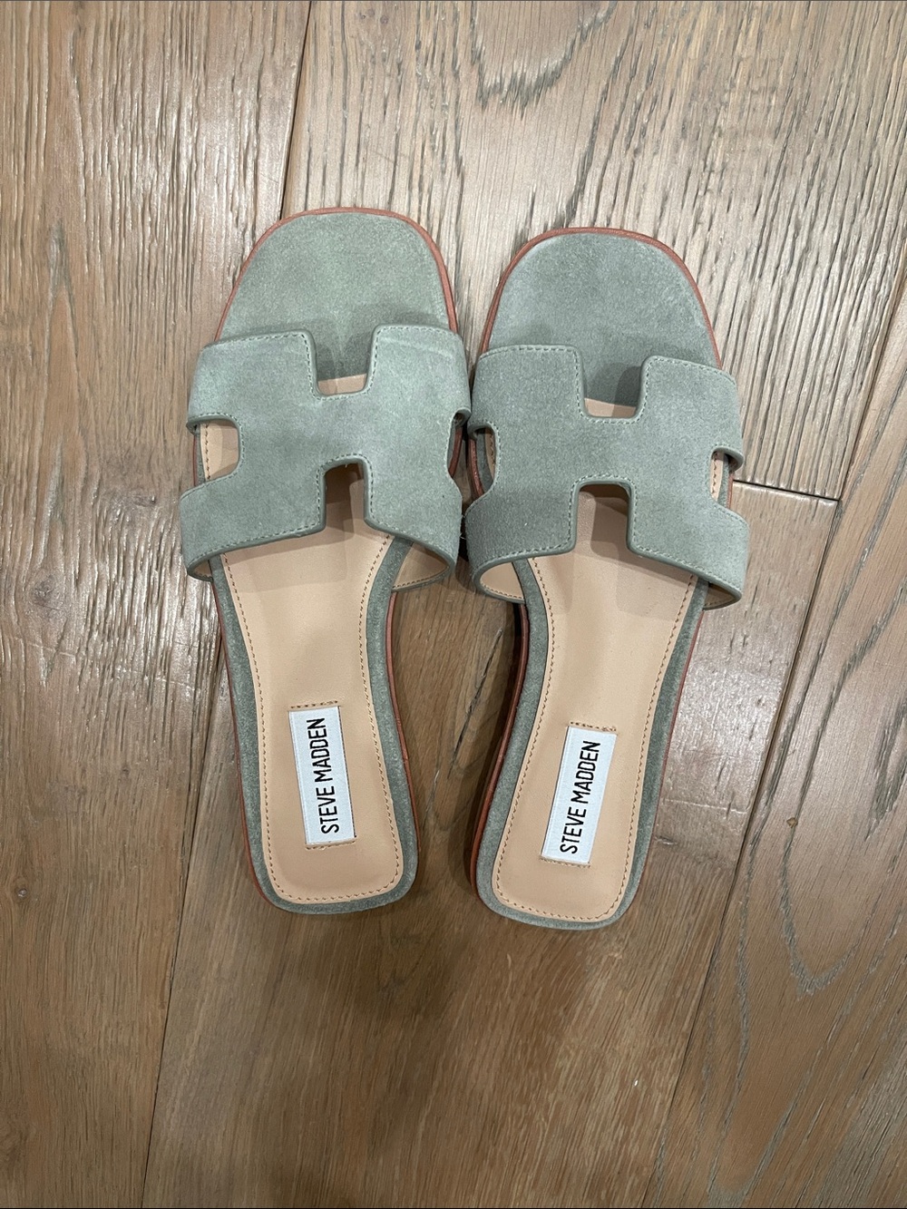 Steve Madden Sage Green Suede Slide Mules